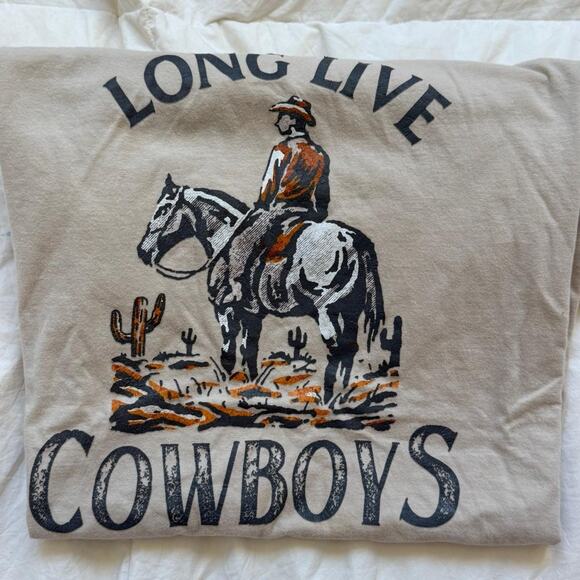 Beige long live cowboys graphic t shirt sz XL short sleeve cotton country - Picture 2 of 8